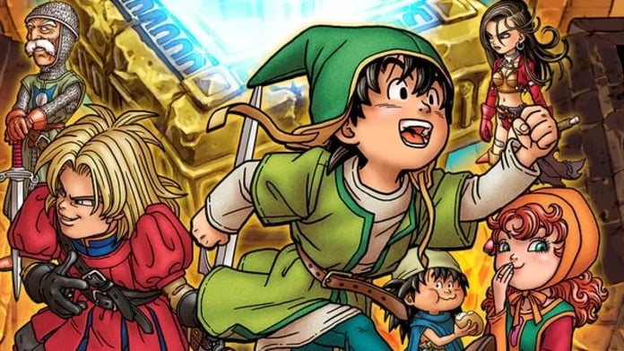 Yuji Horii announcing Dragon Quest 12 during a 40th anniversary livestream event with dramatic RPG fantasy background.