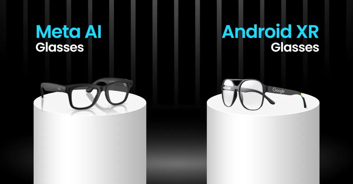 Google AI Glasses Dual Strategy Comparison of Google AI glasses showing audio-only model and AR display smart glasses
