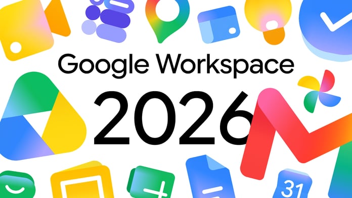Google Workspace apps showing new gradient icon redesign for Gmail, Drive, Docs, Sheets, and Calendar in 2026 update