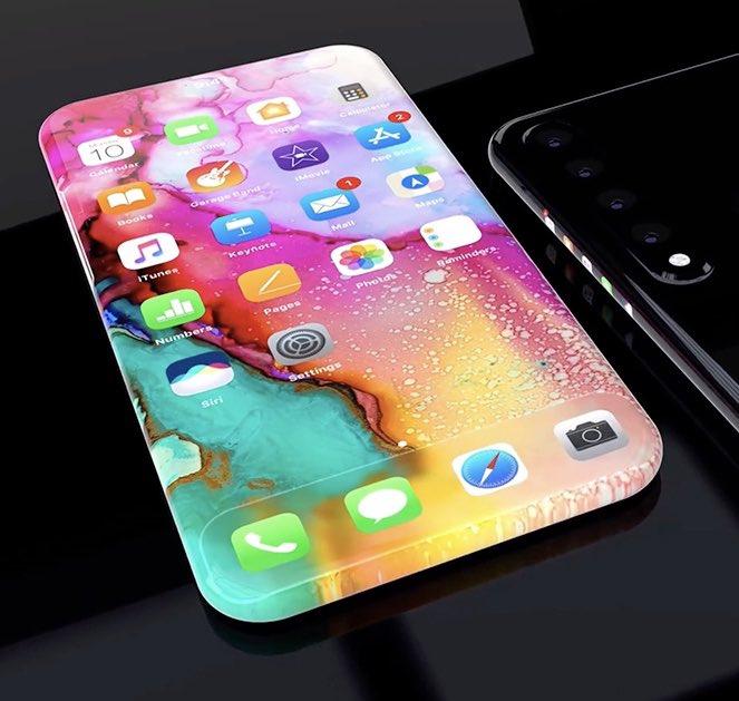 Close-up render of the iPhone 19 Pro quad-curved OLED edges