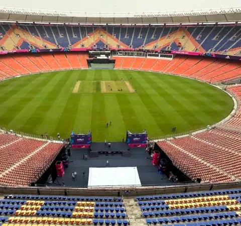 Narendra Modi Stadium Ahmedabad hosting IPL 2026 final crowd view
