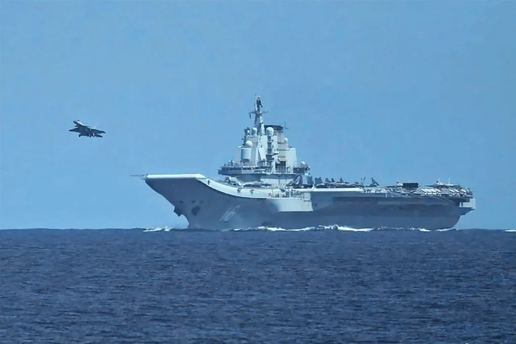 PLA Navy Carrier Liaoning Enters Western Pacific Chinese aircraft carrier Liaoning during western Pacific military exercises