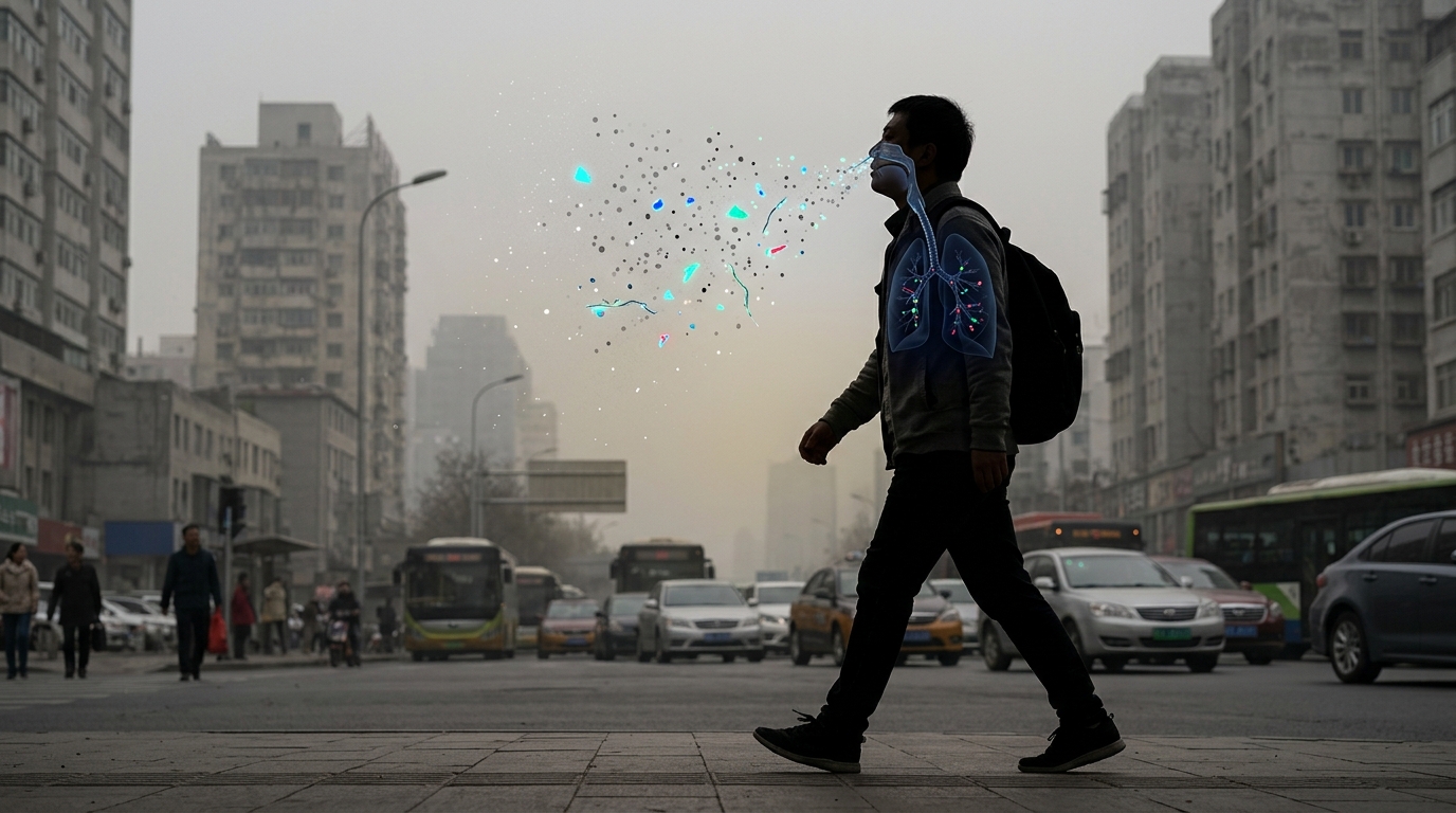 Humans inhaling microplastics from polluted air