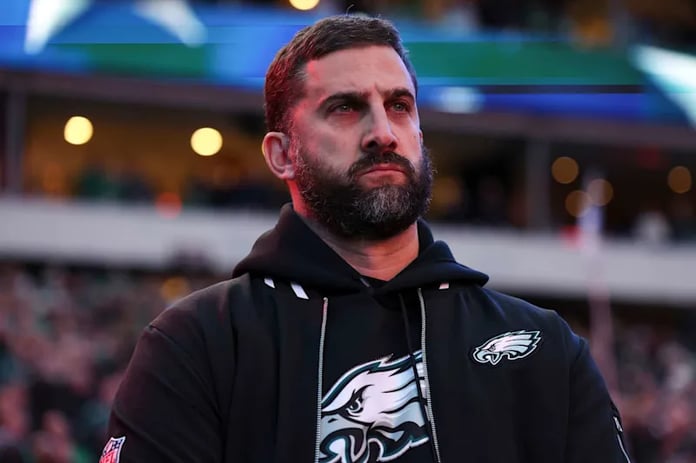 Nick Sirianni and Jalen Hurts during Eagles game highlighting quarterback strategy tension