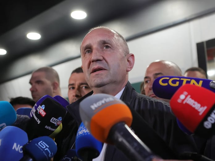 Rumen Radev celebrates Progressive Bulgaria election victory during rally in Sofia