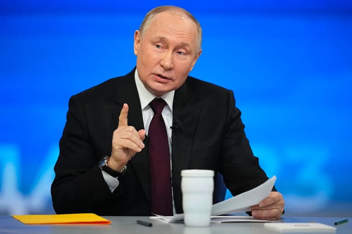 Russian President Vladimir Putin attends an economic meeting in Moscow as Russia reports GDP growth