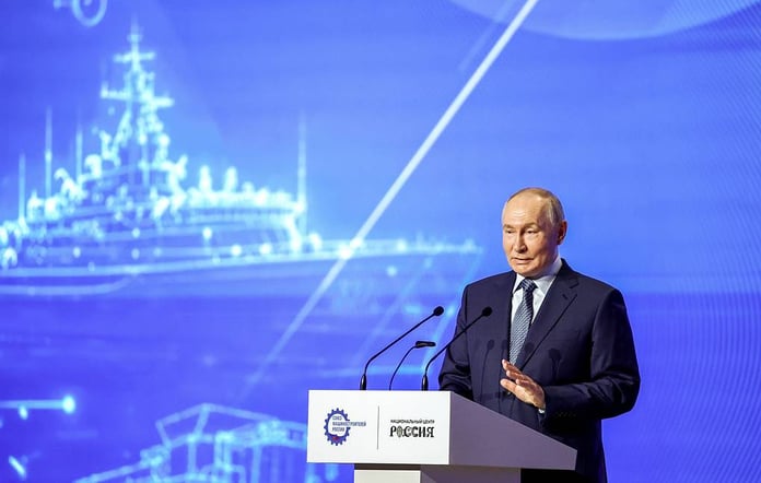 Russian President Vladimir Putin speaks about technology alliances and industrial sovereignty in Moscow