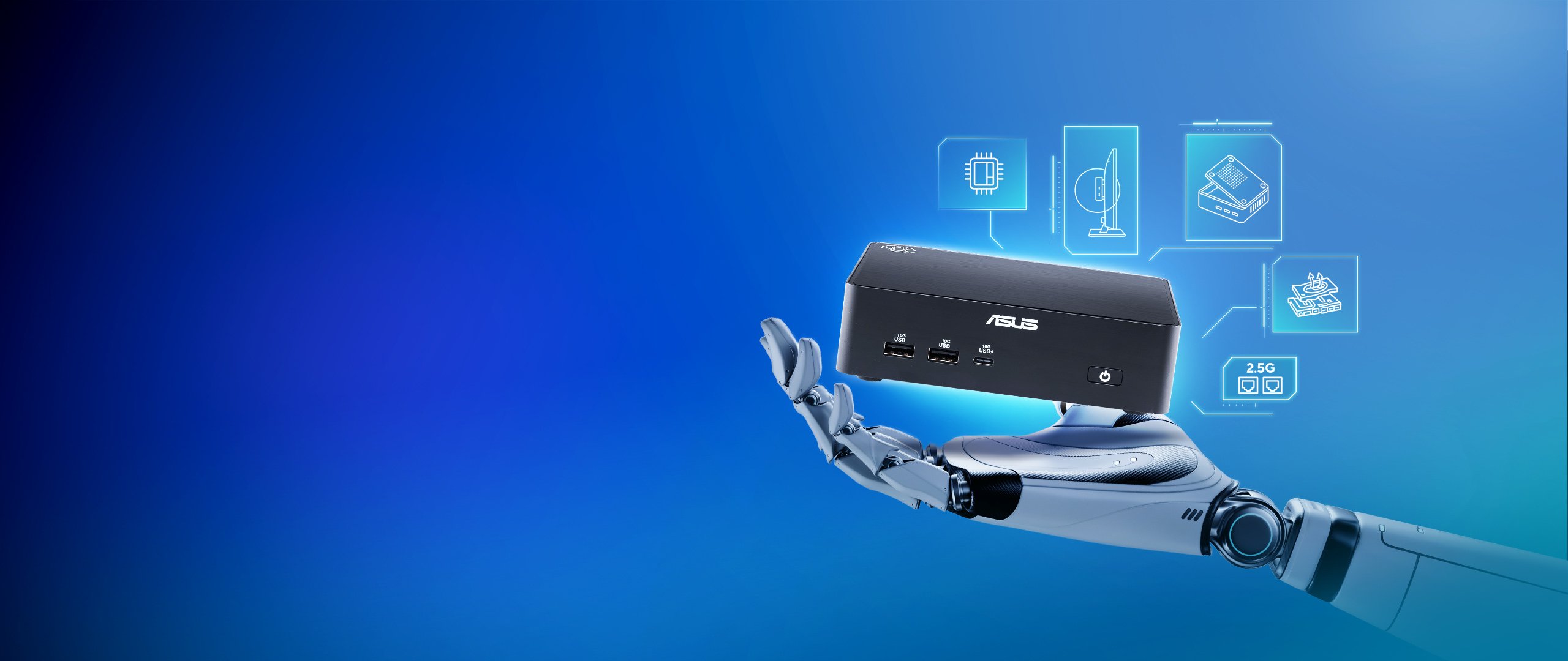 Rear connectivity ports on the ASUS ROG NUC 16 gaming mini PC