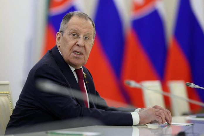 Russian Foreign Minister Sergey Lavrov attends an international diplomatic meeting in 2026