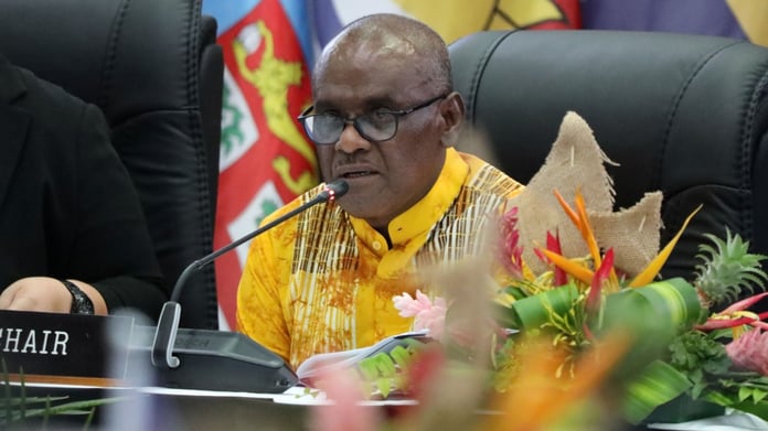 Solomon Islands Prime Minister Jeremiah Manele during no-confidence vote after corruption allegations