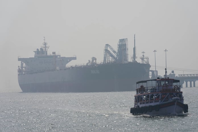 Oil tankers move through the Strait of Hormuz during heightened tensions between Iran and the US