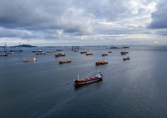 Oil tankers stranded near the Strait of Hormuz during the US-Iran crisis