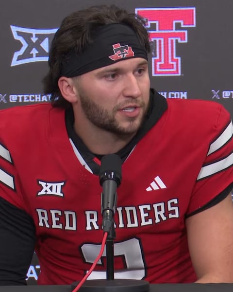 Texas Tech quarterback Brendan Sorsby reacts on sidelines during NCAA eligibility controversy