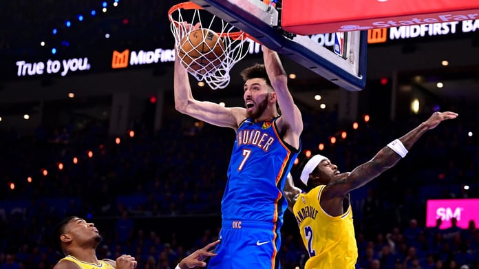 Chet Holmgren dominates LeBron James during Thunder vs Lakers Game 1 2026 NBA Playoffs