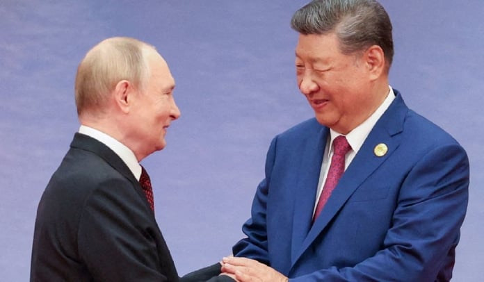 Chinese President Xi Jinping and Russian President Vladimir Putin meet in Beijing in May 2026