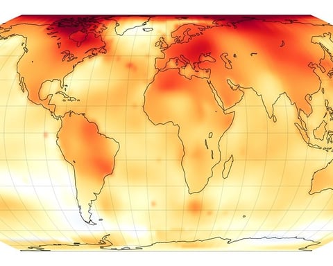 NASA GISS global temperature anomaly map for 2024 the warmest year on record