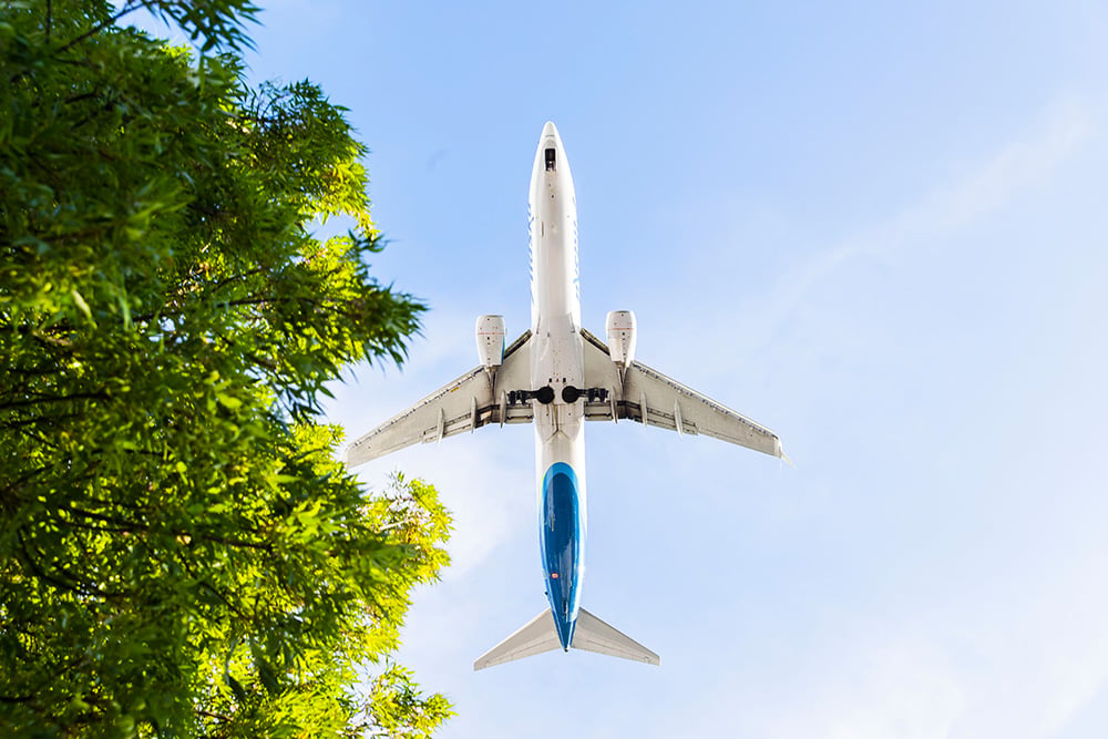 Alaska Airlines aircraft, the first carrier to commit to flying on e-SAF made at Twelve's AirPlant One in Moses Lake, Washington