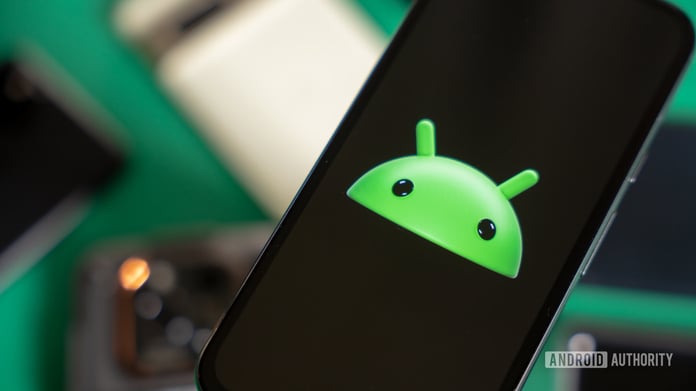 Android robot on a Pixel phone representing Canary 2606 Screen Reactions and Dynamic Color features