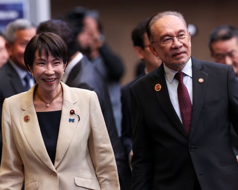 Anwar Ibrahim and Sanae Takaichi at ASEAN Summit Kuala Lumpur 2025