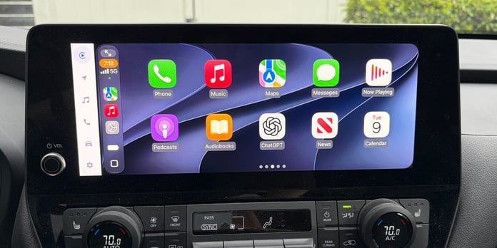 Apple CarPlay iOS 27 home screen displayed on a car infotainment display
