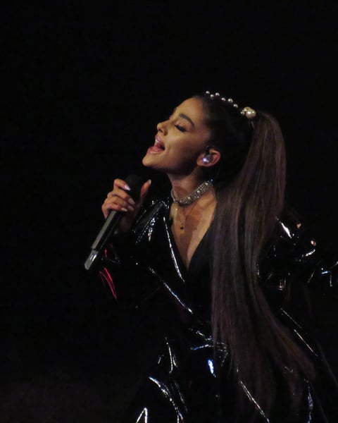Ariana Grande performing in concert in 2017, years before her standoff with the White House over her song Bye