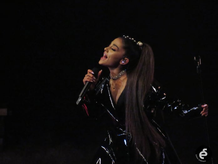 Ariana Grande performing in concert in 2017, years before her standoff with the White House over her song Bye
