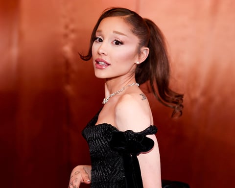 Ariana Grande at the 2026 Golden Globes ceremony at The Beverly Hilton in Beverly Hills, California
