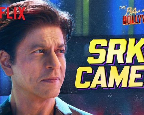 A scene from The Bads of Bollywood featuring Shah Rukh Khan cameo on Netflix