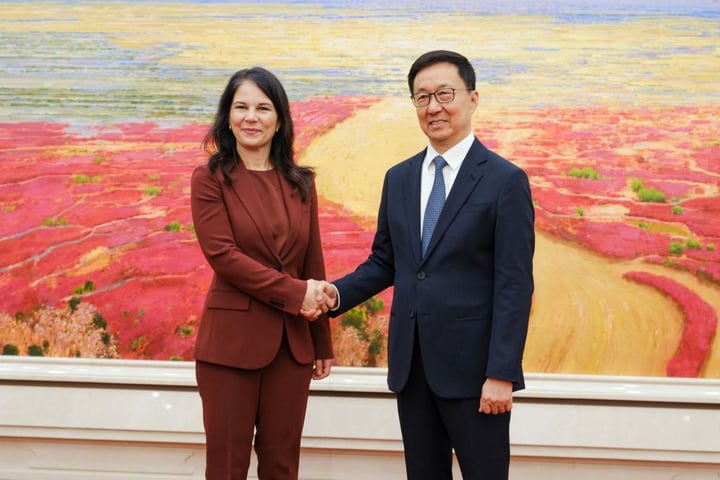 Annalena Baerbock, UNGA president, meets Chinese Vice President Han Zheng in Beijing, April 2026