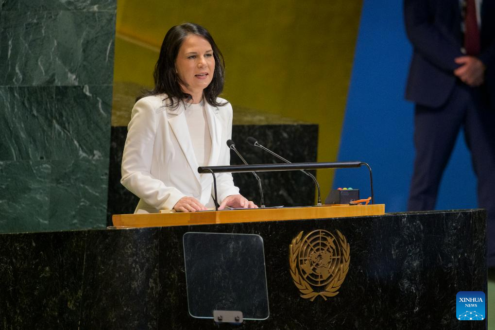 Annalena Baerbock delivers a speech after being elected UN General Assembly president at UN headquarters in New York, June 2025