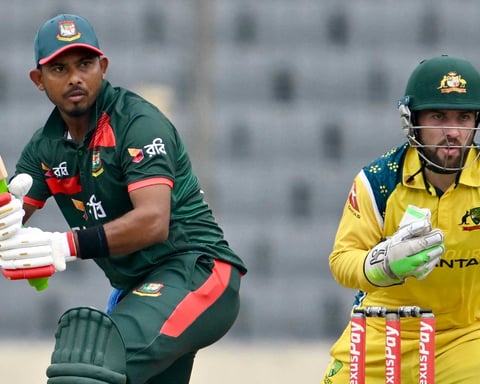 Bangladesh batsmen at Shere Bangla National Stadium during the third ODI against Australia, June 14, 2026