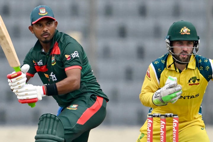 Bangladesh batsmen at Shere Bangla National Stadium during the third ODI against Australia, June 14, 2026