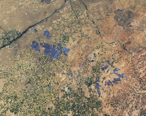 NASA Landsat 8 satellite image of Bhadla Solar Park in the Thar Desert of Rajasthan India