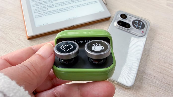 Boox Tappy wireless Bluetooth page turner held in a person's hand