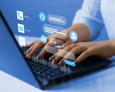 Virtual assistant chatbot interface representing bot traffic overtaking human internet activity in 2025