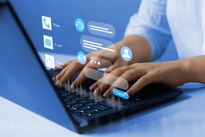 Virtual assistant chatbot interface representing bot traffic overtaking human internet activity in 2025