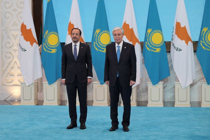 Cypriot President Nikos Christodoulides and Kazakh President Kassym-Jomart Tokayev at bilateral summit in Astana, June 2026
