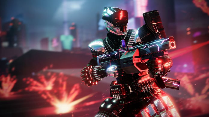 Destiny 2 Lightfall Titan using a heavy grenade launcher on Neomuna, the game whose end has sparked mass fan protests demanding Destiny 3