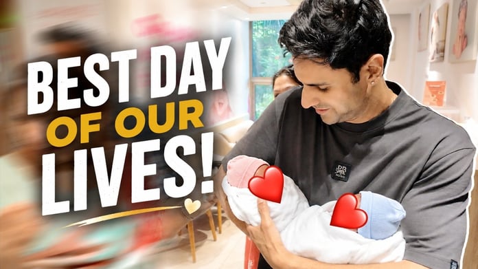 Divyanka Tripathi and Vivek Dahiya with twin sons Karan and Arjun