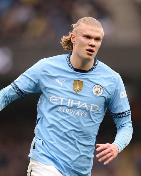 Erling Haaland in action for Manchester City at Etihad Stadium
