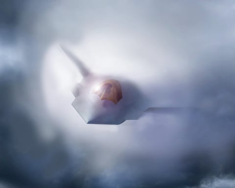 Boeing F-47 sixth-generation fighter aircraft in flight, US Air Force NGAD program