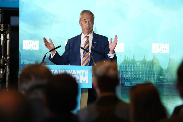 Nigel Farage Reform UK leader who published Substack essay claiming Britain is a two-tier state against white people in June 2026