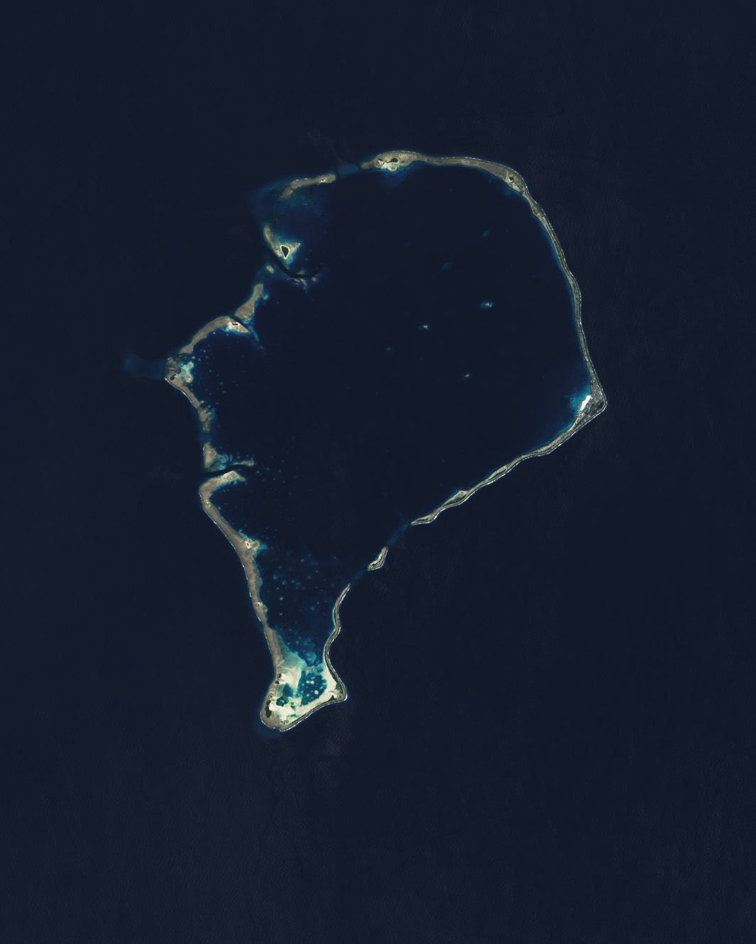 NASA Landsat 8 satellite image of Funafuti Atoll in Tuvalu, a Pacific island nation at the front line of climate-driven sea-level rise