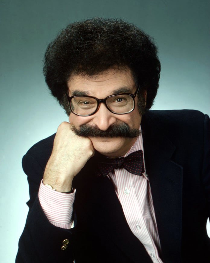 Gene Shalit NBC Today Show film critic with signature mustache bow tie and oversized glasses