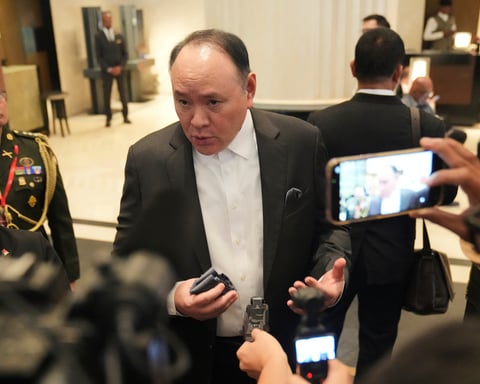 Philippine Defence Secretary Gilberto Teodoro speaks to media at the Shangri-La Dialogue in Singapore