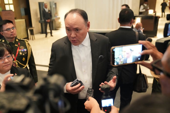 Philippine Defence Secretary Gilberto Teodoro speaks to media at the Shangri-La Dialogue in Singapore
