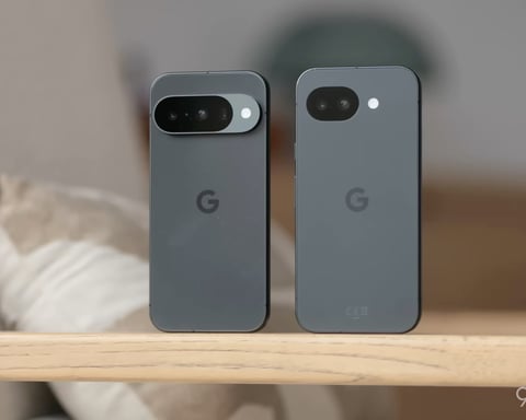 Google Pixel 10a and Pixel 10 held side by side showing design comparison 2026