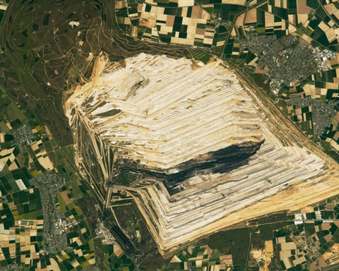 NASA ISS astronaut photograph of the Hambach lignite open-pit coal mine in Germany