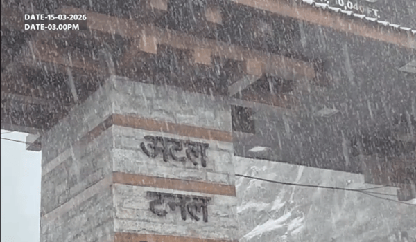 Hailstorm and rainfall scene in Himachal Pradesh hill station during pre-monsoon weather activity
