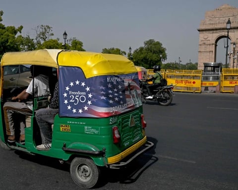 Auto-rickshaw on a New Delhi street as India raises fuel prices amid Iran war energy crisis